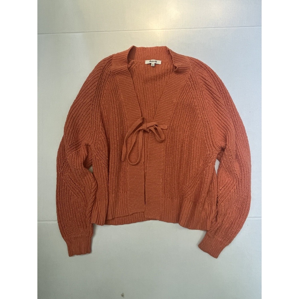madewell cardigan women's size XS orange front tie casual midweight boho
